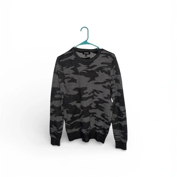 Express Men's Camouflage Sweater - Gray - Picture 1 of 7